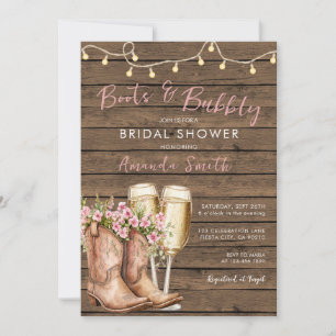 Stiefel & Bubbly Rustikale Western-Cowgirl-Champag Einladung