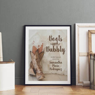 Stiefel & Bubbly Texas Bride in Boots Brautparty Poster