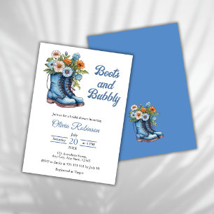 Stiefel & Bubbly Western Cowgirl Blue Brautparty Einladung