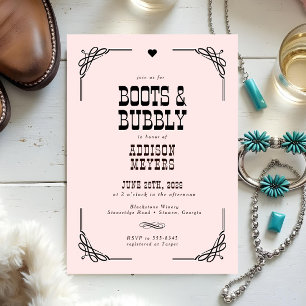 Stiefel & Bubbly Western Cowgirl Brautparty Einladung