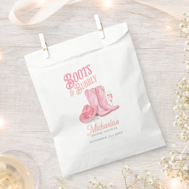 Stiefel & Bubbly Western Cowgirl Pink Brautparty Geschenktütchen (Ausgeschnitten)