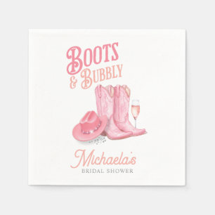 Stiefel & Bubbly Western Cowgirl Pink Brautparty Serviette