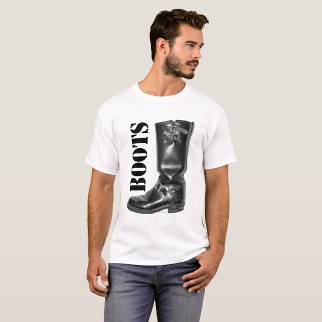 STIEFEL! Der klassische Motorradingenieurstiefel T-Shirt (Vorne ganz)