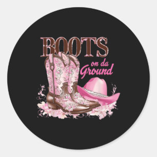Stiefel für den Western Cowgirl Countr. Runder Aufkleber