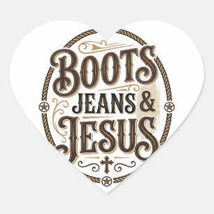 Stiefel Jeans & Jesus Vintage Westerner Glaube Herz-Aufkleber