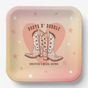 Stiefel N' Bubbly Cowboy-Stiefel Herz Junggesellin Pappteller