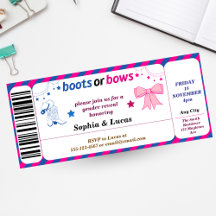 Stiefel oder Bogen Geschlecht zeigen Ticket Style