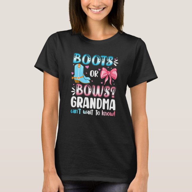Stiefel oder Bogen Großmutter Gender Reveal Baby S T-Shirt (Vorderseite)