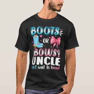 Stiefel oder Bogen Onkel Gender Reveal Baby Shower T-Shirt