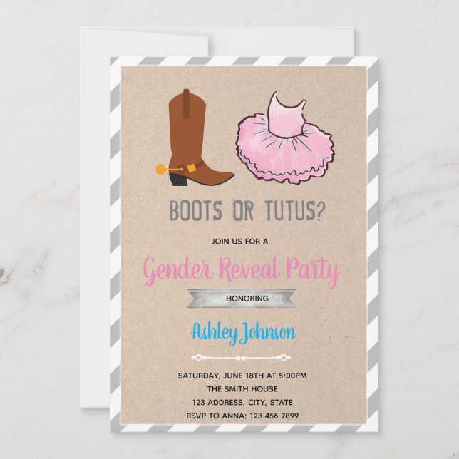 Stiefel oder Tutusgeschlecht: Einladung (Vorderseite)