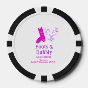 Stiefel & prickelnde Champagnerflasche Brautparty  Pokerchips