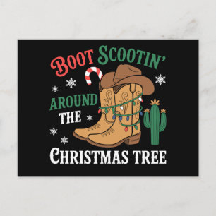Stiefel rutschen um den Weihnachtsbaum Cowboy-Weih Feiertagspostkarte