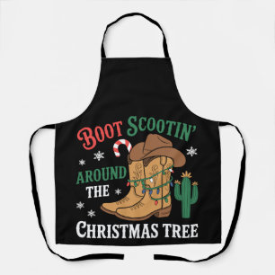 Stiefel rutschen um den Weihnachtsbaum Cowboy Weih Schürze