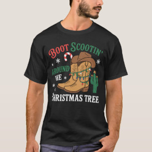 Stiefel rutschen um den Weihnachtsbaum Cowboy Weih T-Shirt