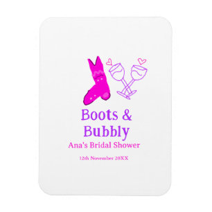 Stiefel & Sektflasche Brautparty pink Magnet