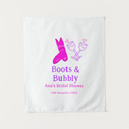 Stiefel & Sektflasche Brautparty pink Wandteppich