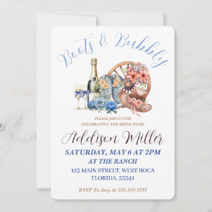 Stiefel & Sprudel Elegante rustikale florale Braut Einladung