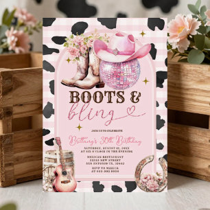 Stiefel und Bling Skin Cowgirl Western Geburtstag Einladung
