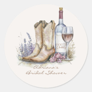Stiefel und blubbly Brautparty Runder Aufkleber