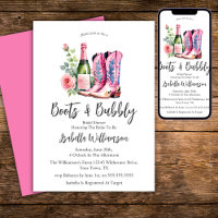 Stiefel und blubbly Pink-Brautparty