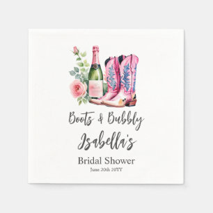 Stiefel und blubbly Pink-Brautparty Serviette