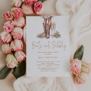 Stiefel und Brautparty mit Bubbly Country Einladung