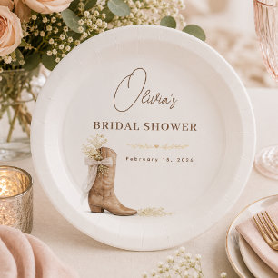 Stiefel und Brunch Florales Schleifen-Brautjungfer Pappteller
