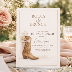 Stiefel und Brunch Florales Schleifen Brautparty Einladung