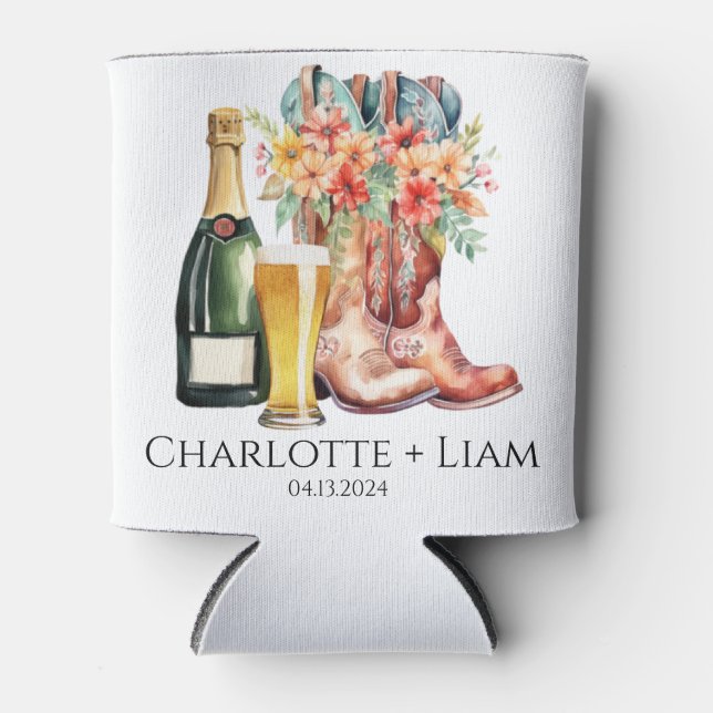 Stiefel und Bubbly Couples Dusche Dosenkühler (Vorderseite)