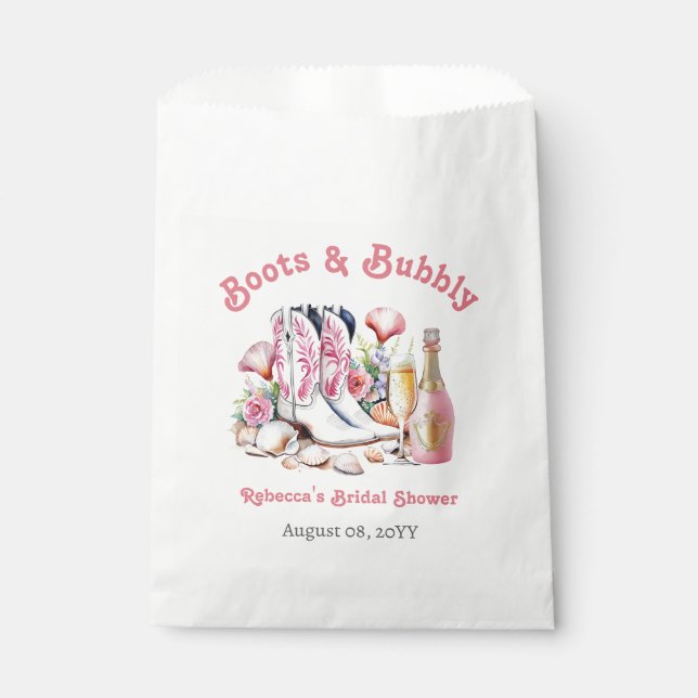 Stiefel und Bubbly Cowgirl Bridal Shower Geschenktütchen (Vorderseite)