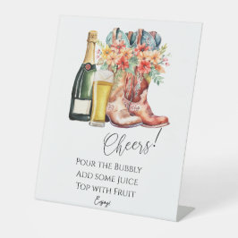 Stiefel und Bubbly Mimosa Bar Sign Sockelschild
