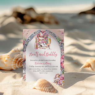 Stiefel und bubbly Pink Beach Western Brautparty Einladung
