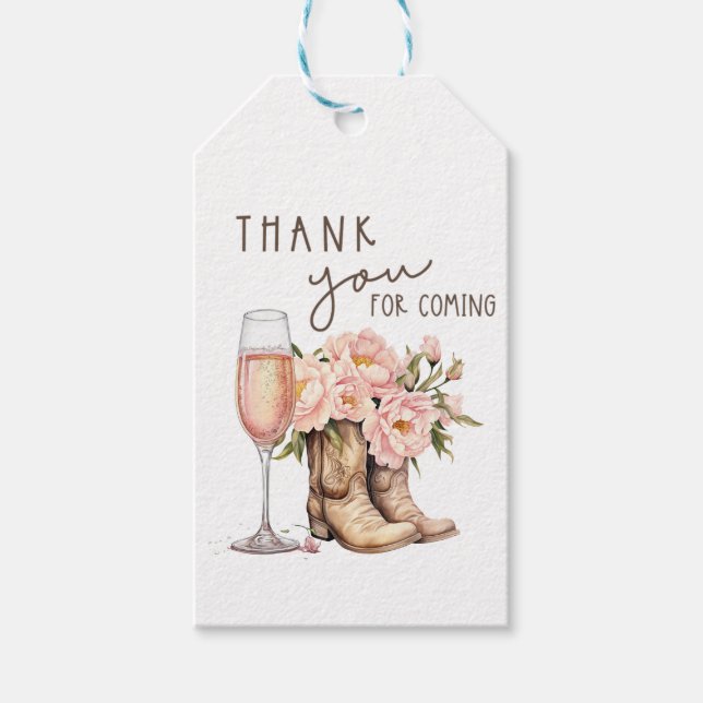 Stiefel und Bubbly-Spendenmarken Geschenkanhänger (Vorderseite)