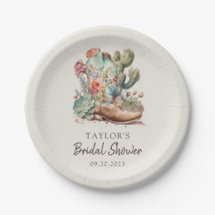 Stiefel und Bubbly Western Brautparty Pappteller