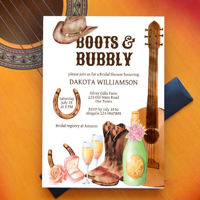 Stiefel und Bubbly Western Rodeo Cowgirl Brunch Einladung (Von Creator hochgeladen)