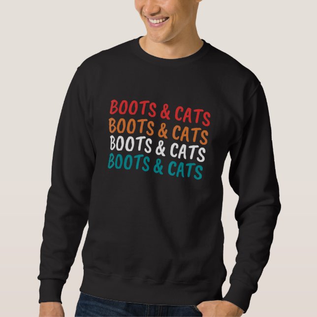 Stiefel und Katzen Haus und Techno DJ 2 Sweatshirt (Vorderseite)