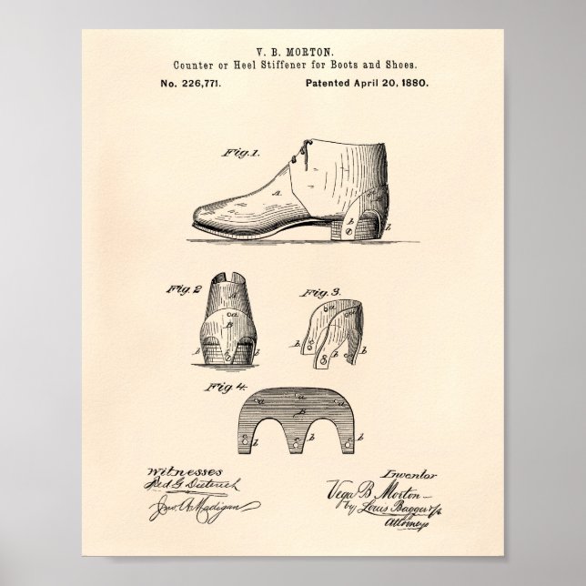 Stiefel und Schuhe 1880 Patent Art Old Peper Poster (Vorne)