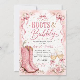 Stiefel und Sprudelrosa Cowgirl Brautparty Einladung