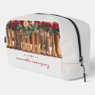 Stiefelreihe mit Blume Waschbeutel