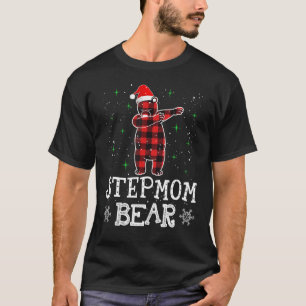 Stiefmutter Bär Rot Kariert Familie Passend Weihna T-Shirt