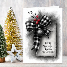 Stiefmutter Buffalo Plaid Schleife Weihnachten