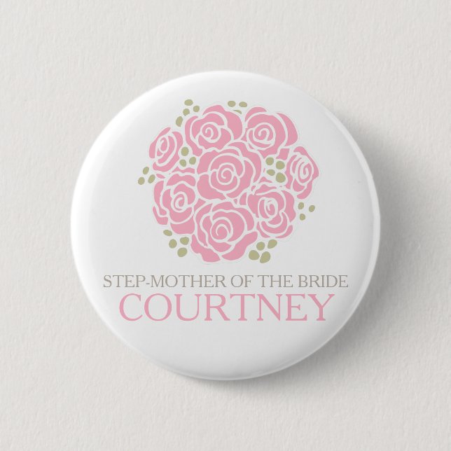Stiefmutter des Brautrosa Posy-Hochzeits-Buttons Button (Vorderseite)
