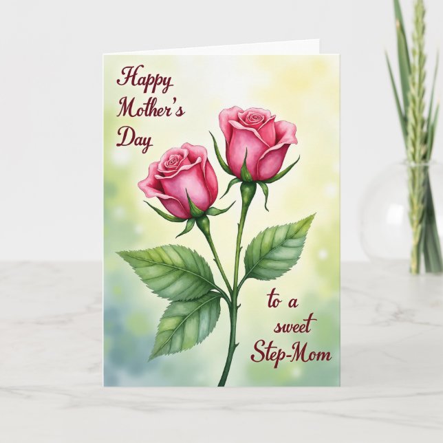 Stiefmutter Florale Herzen Karte (Vorderseite)