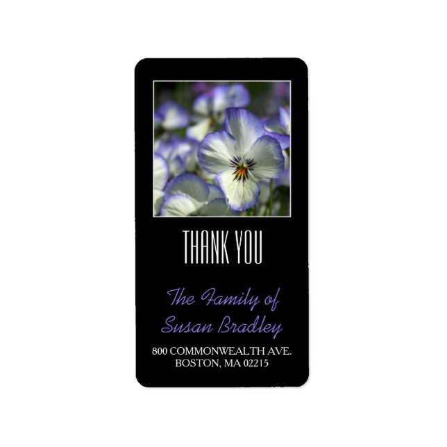 Stiefmütterchen 2 Eigene Familie Danke Label Adressaufkleber (Vorne)