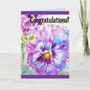Stiefmütterchen-Aquarell-Blumen-Gratulationskarte Karte
