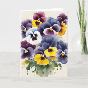 Stiefmütterchen - Aquarellblumen Karte