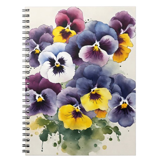 Stiefmütterchen - Aquarellblumen Notizblock (Vorderseite)