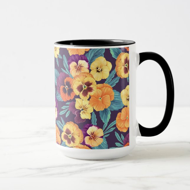 Stiefmütterchen auf Pflaumenviolett Tasse (Rechts)