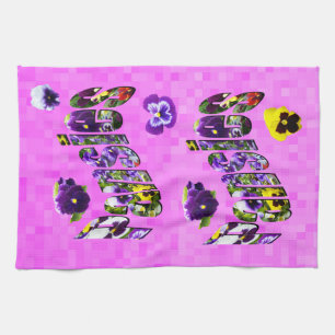 Stiefmütterchen-Bildlogo mit rosa Stiefmütterchen, Geschirrtuch