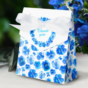 Stiefmütterchen blauen floralen Aquarellkunst Dank Geschenkschachtel